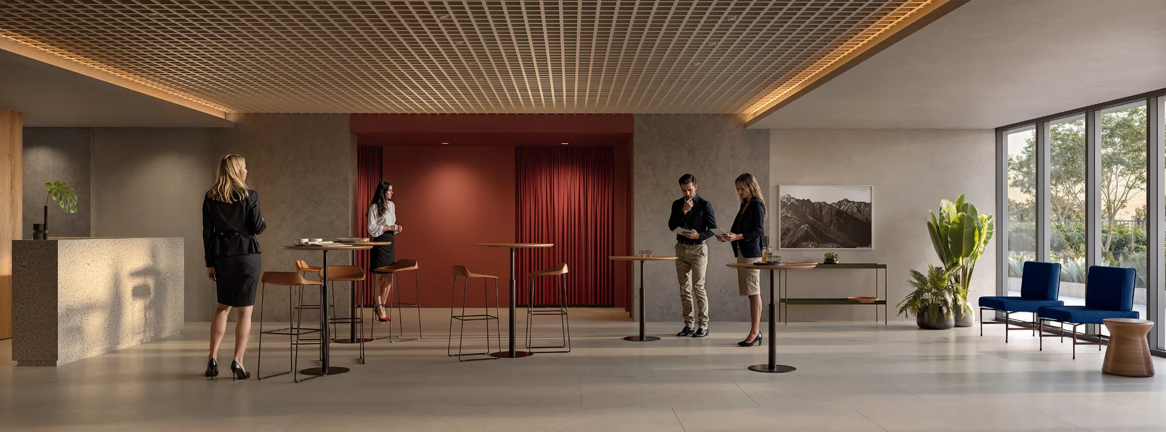O lounge do 2º pavimento, antessala das salas multiuso