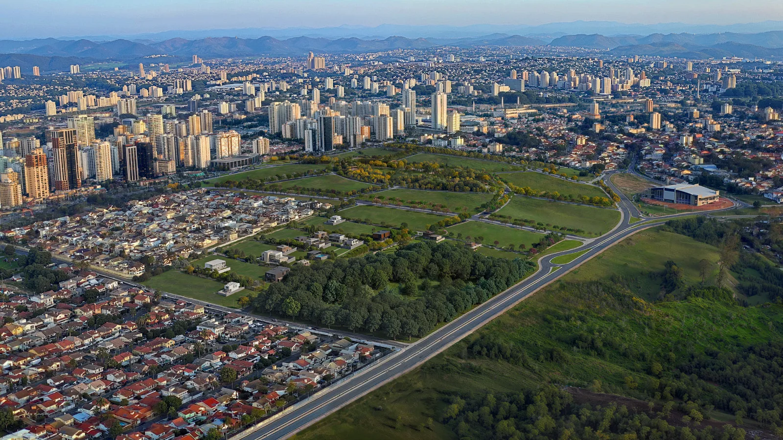 Perspectiva renderizada do Parque Una São José dos Campos