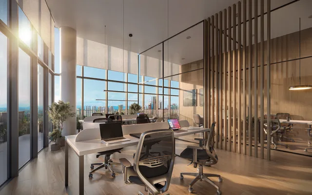 Interior da sala cobertura 2709, com 77,80 m²