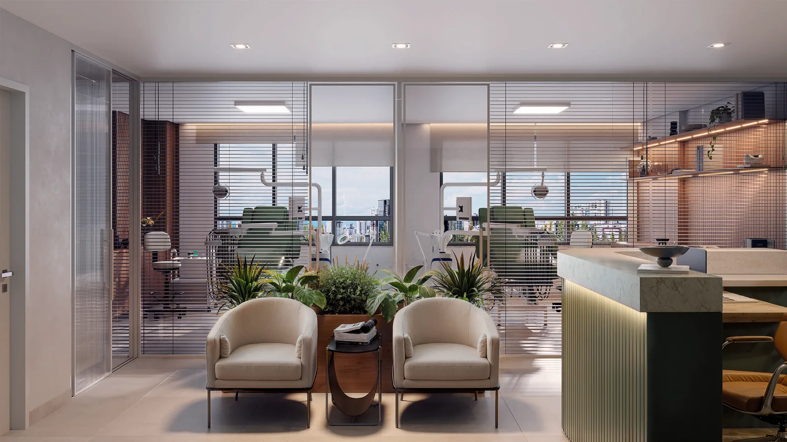 Interior das salas finais 05 e 06, com 63,81 m² e 63,88 m²