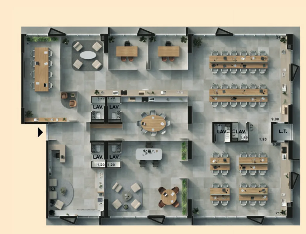 Planta da sugestão de unificação 1, com 400,44 m²