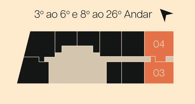Pavimento com as salas 3, 4 destacadas