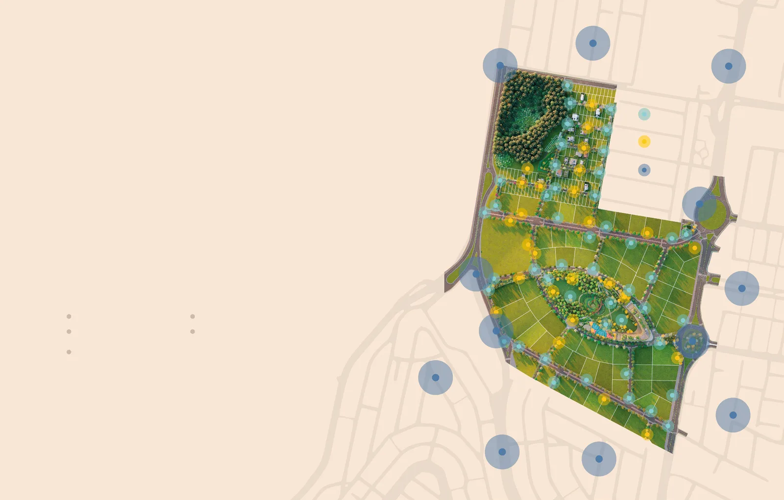 O desenho do bairro sobre o mapa da região oeste de São José dos Campos, com as quadras vizinhas em volta e os acessos marcados.